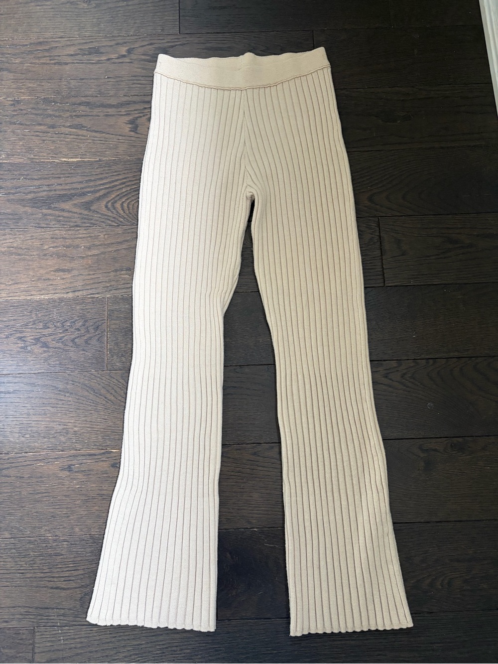 aerie Kids Cream Ribbed Flared Leggings